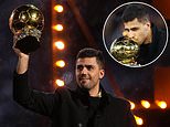 Rodri parades his Ballon d'Or in front of Man City fans ahead of Tottenham clash after controversially beating Vinicius Jr to the award last month