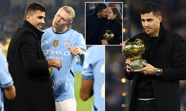 Rodri parades his Ballon d'Or in front of Man City fans ahead of Tottenham clash after