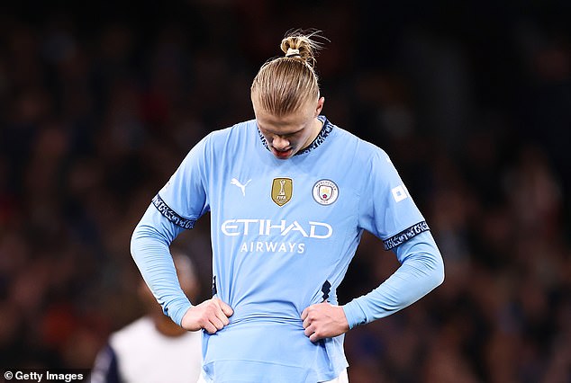 Erling Haaland was wasteful as his struggles in front of goal in a Man City shirt continued