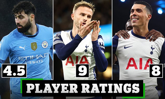 Man City 0-4 Spurs - PLAYER RATINGS: Which star let the game pass him by? Which titanic