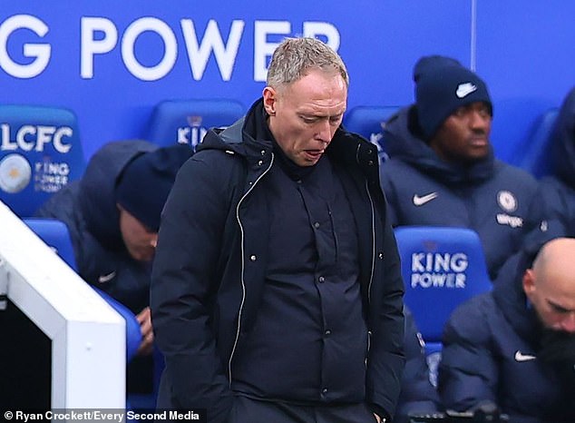 Leicester boss Steve Cooper (centre) was sacked on Sunday, just 157 days after being hired