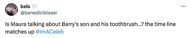 Sharing their thoughts to X, viewers wrote: 'Is Maura talking about Barry ¿s son and his toothbrush¿? the time line matches up'; 'Maura was Talking about Barry's Son'