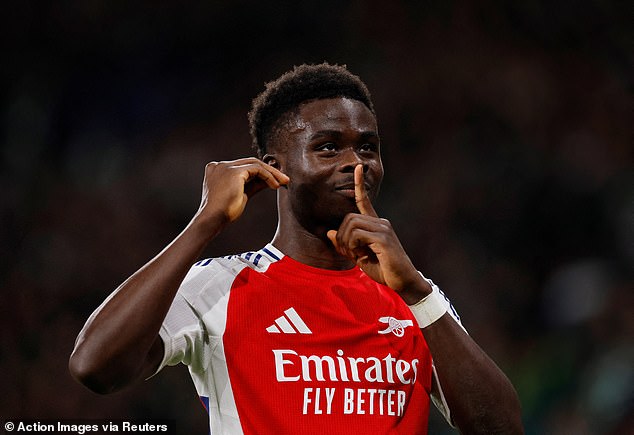 He singled out Bukayo Saka - who scored and assisted - for particular praise on Tuesday night