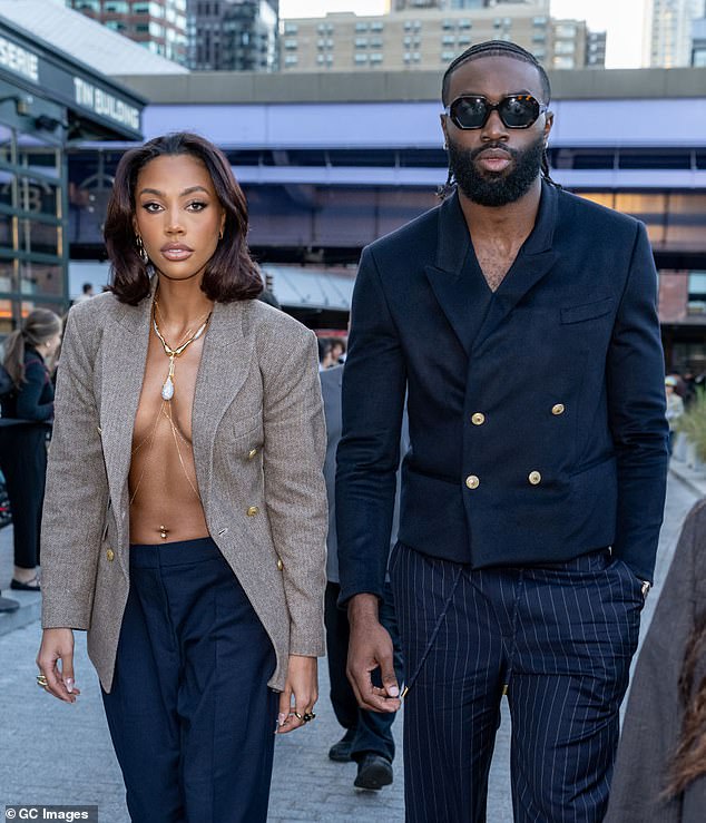 The free agent attended the Tommy Hilfiger Fashion show with boyfriend Jaylen Brown