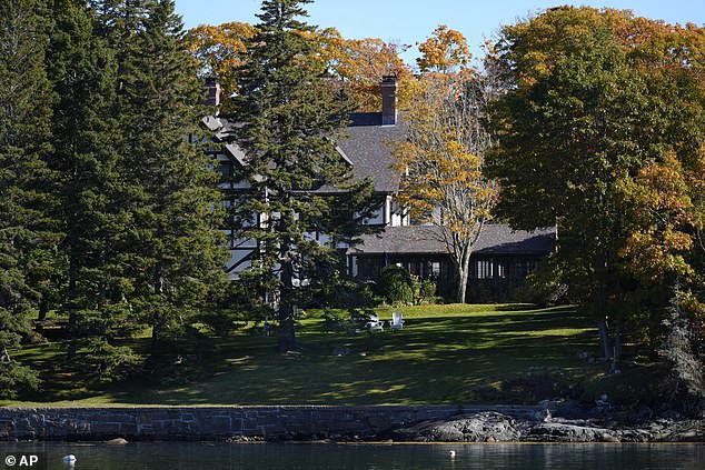 The waterfront home of Leonard Leo on a quiet island in Maine.