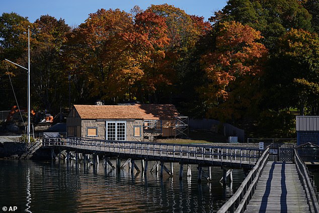 A boathouse under renovation on Mount Desert Island