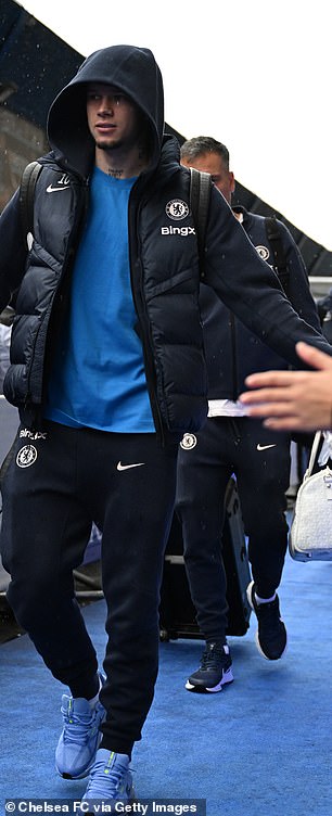 Mudryk greets fans before the Aston Villa game