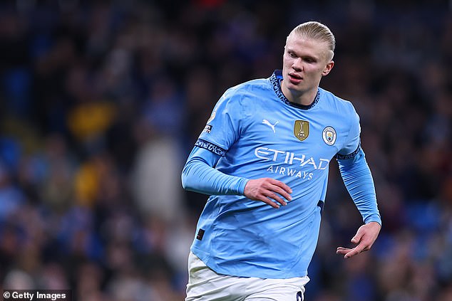 Erling Haaland has been involved in exactly 50 per cent of Manchester City's 28 league strikes