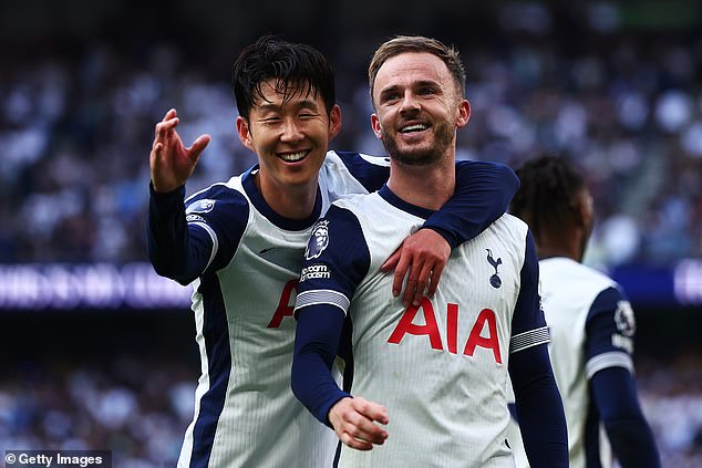 Tottenham duo Son-Heung min (left) and James Maddison (right) are level in their contribution