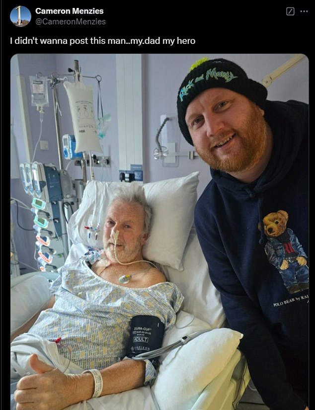 The Scot then shared a photo with his dad in hospital shortly afterwards on Monday evening