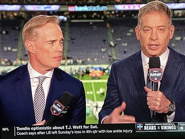 Troy Aikman has sparked concerns among fans with his appearance on Monday Night Football