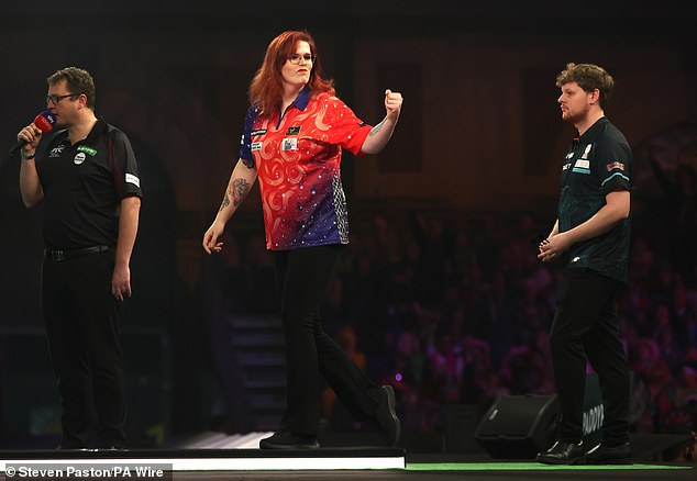 She had won the first set against her countryman and teased a nine-darter in the final set