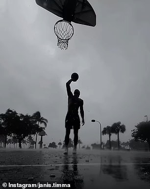 Janis Timma filmed himself shooting in the rain