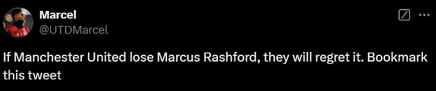 Another fan believes United will regret losing Rashford if he does depart the club