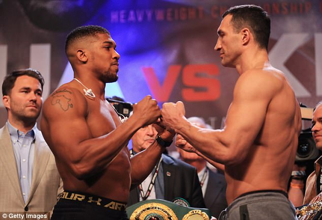 Anthony Joshua faces Wladimir Klitschko for the IBO, IBF and WBA world heavyweight titles