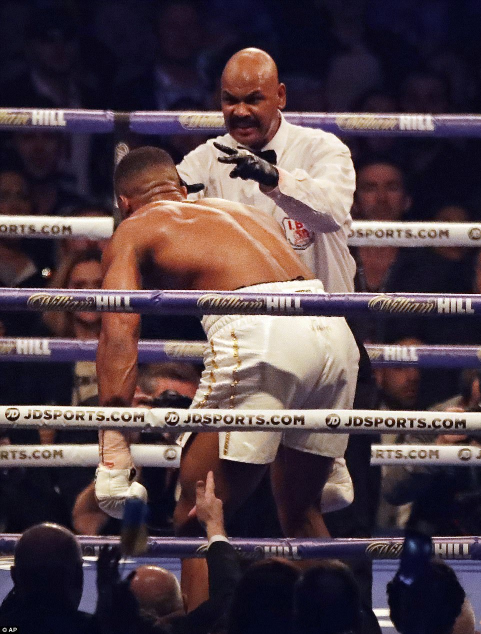 Joshua looked groggy as he returned to his feet and took almost the full count from referee David Fields