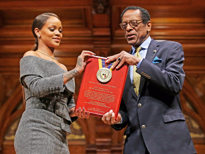 rihanna accepting harvard award