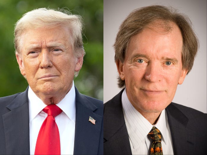 Donald Trump speaks during his campaign rally in New York City; Bill Gross headshot