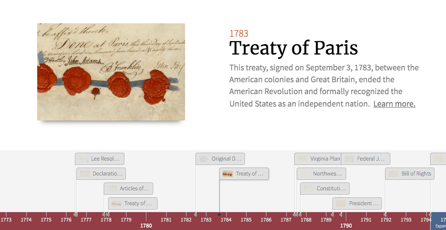 Treaty of Paris on webpage