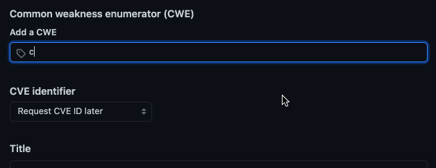 GIF of user selecting CWE