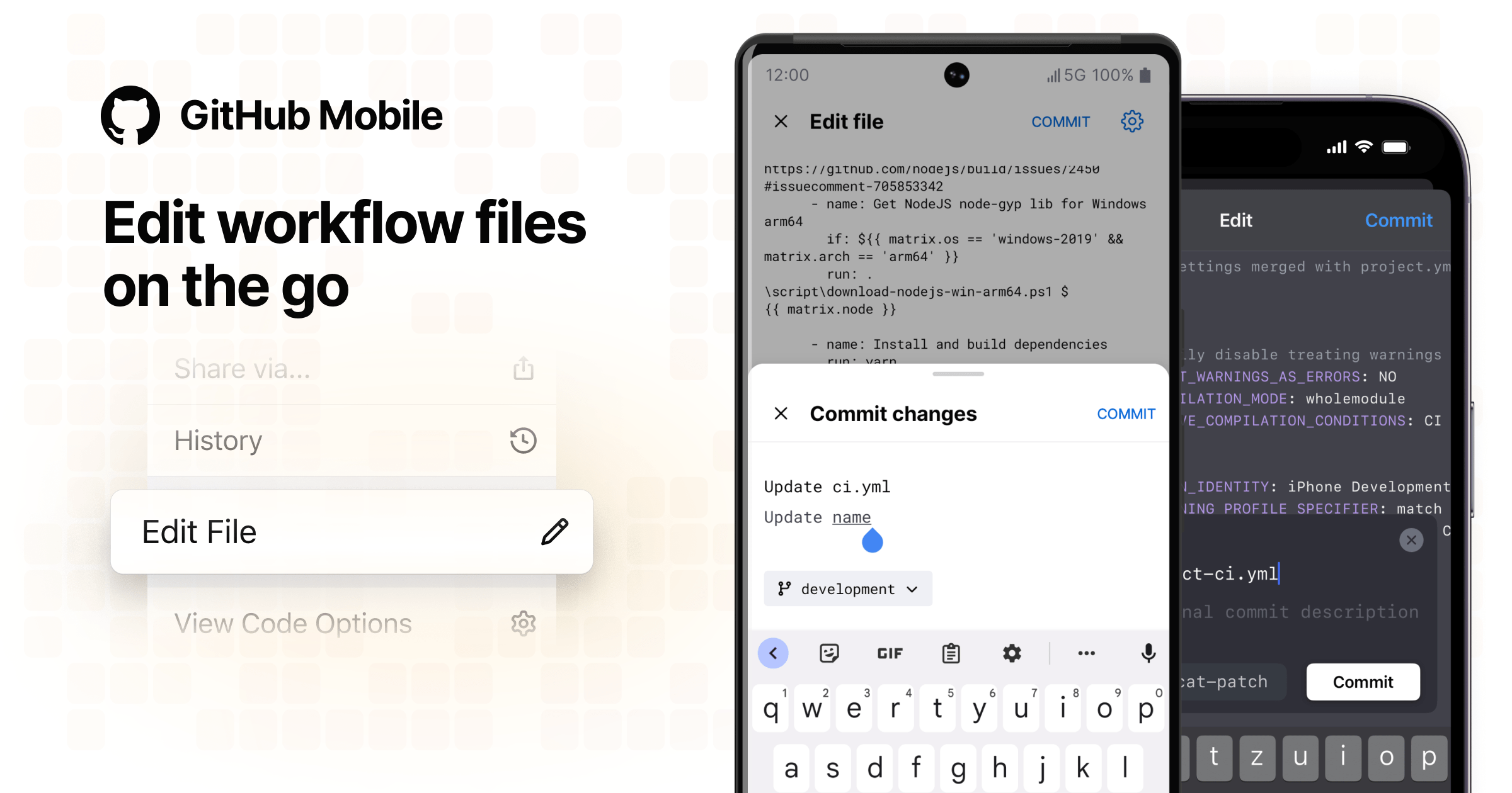 Edit workflow files on GitHub Mobile