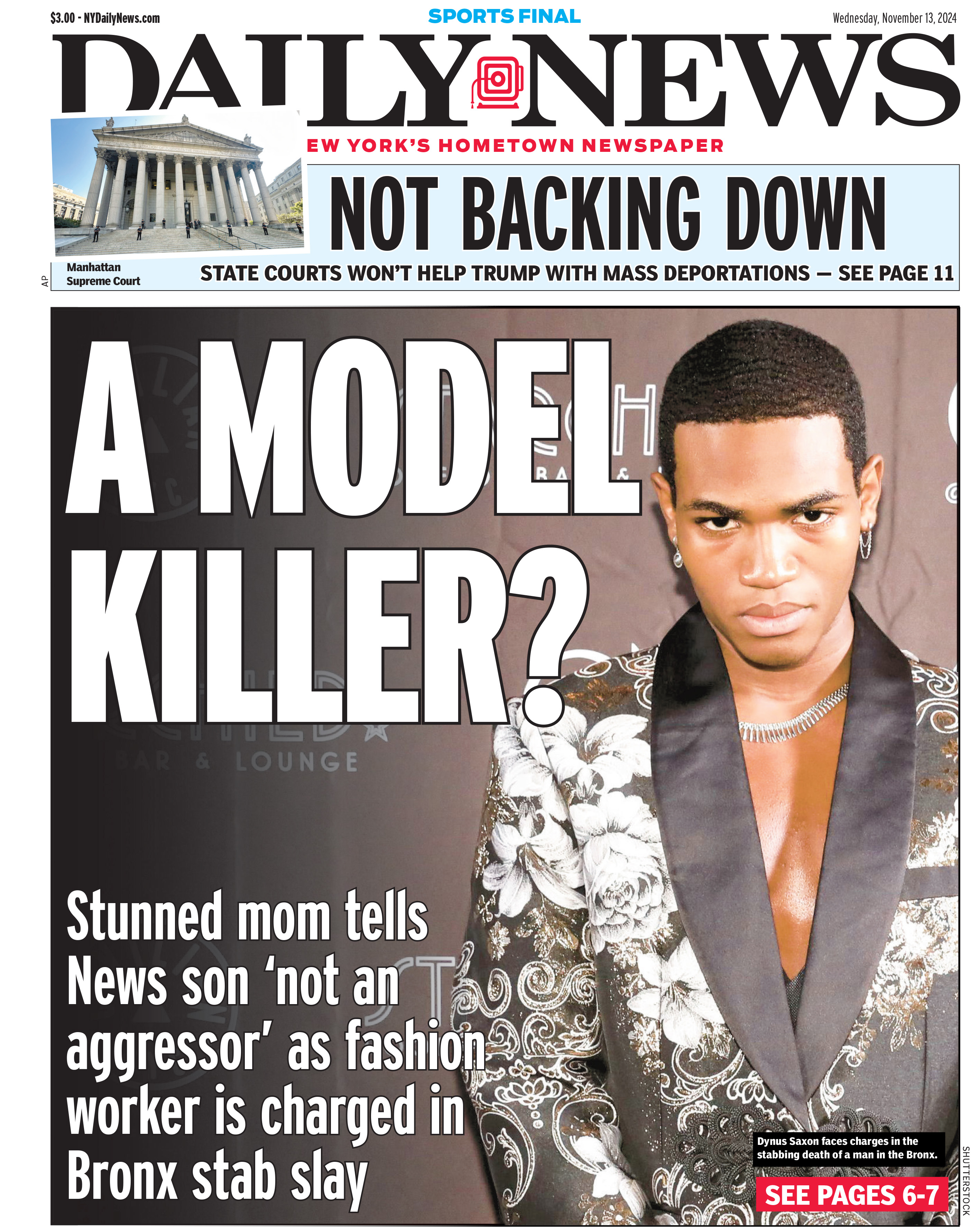 Male model Dynus Saxon held without bail after striking a pose in front of Bronx judge