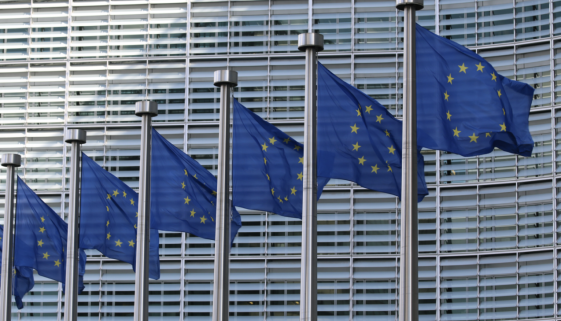 EU flags at the European Commission Berlaymont building