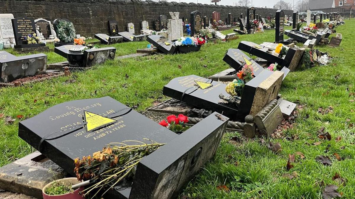 Headstones in Heaton Cemetery