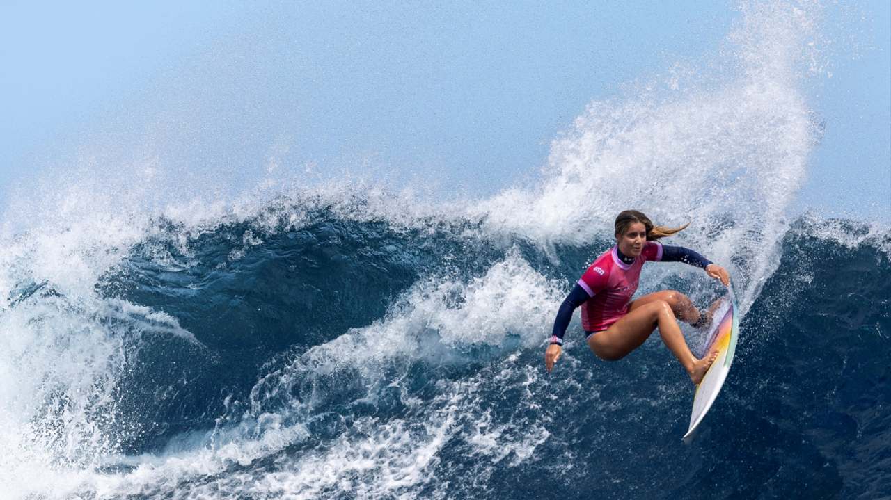 Caroline Marks surfs en route to becoming the 2024 Olympic champion