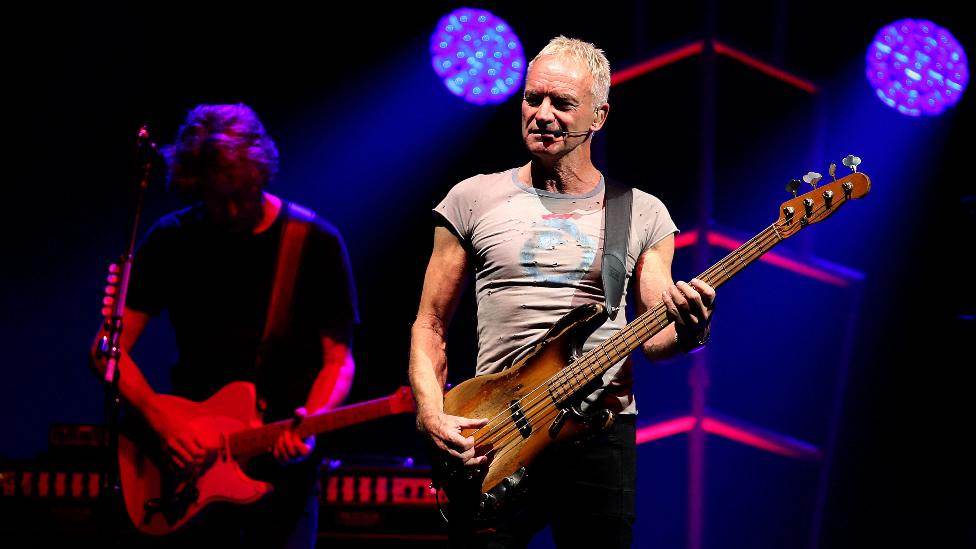 British rock-star Sting performs during a concert at the Arena in Reims, eastern France, on October, 5 2022