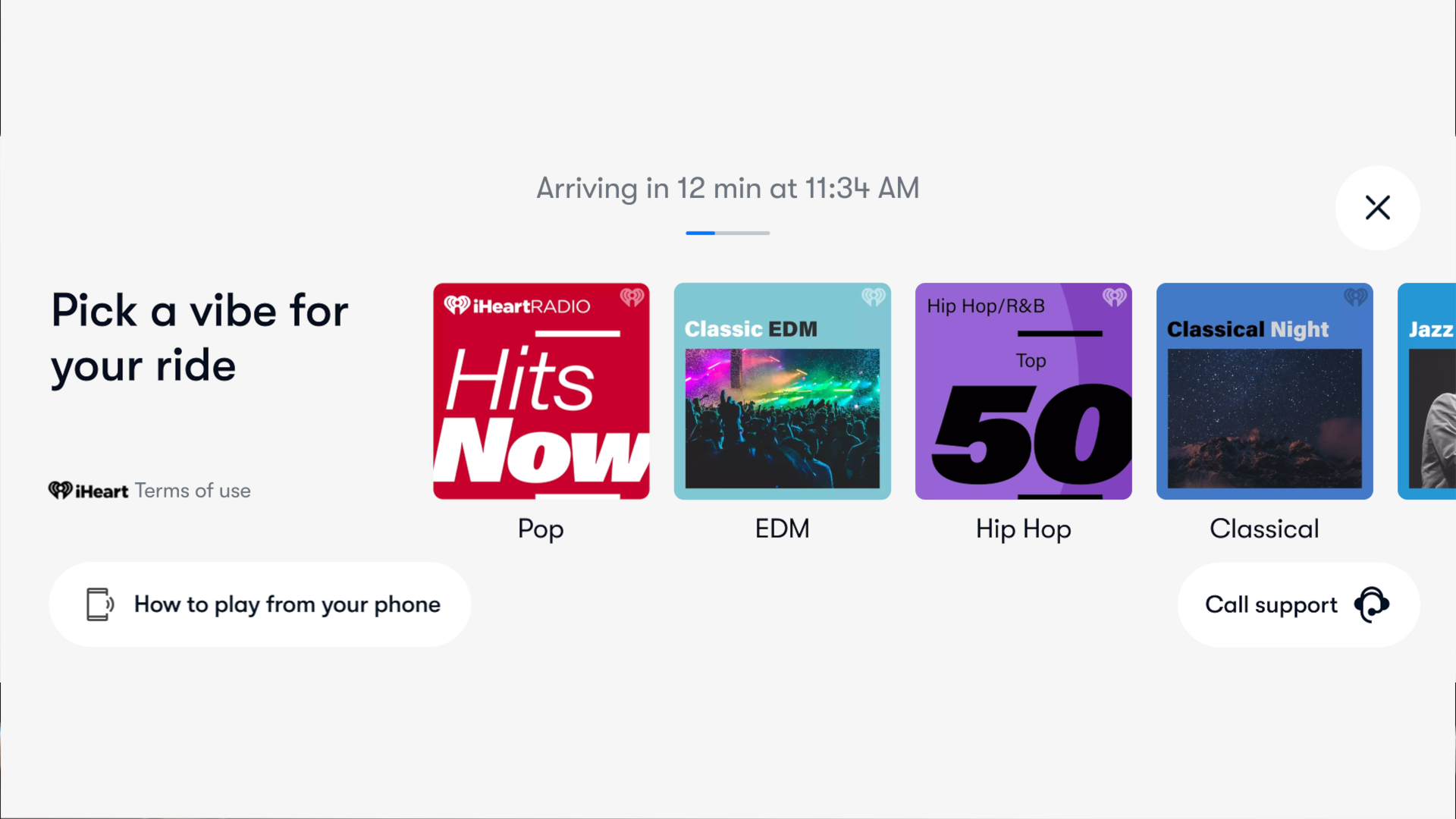 iHeartRadio on Waymo One screens