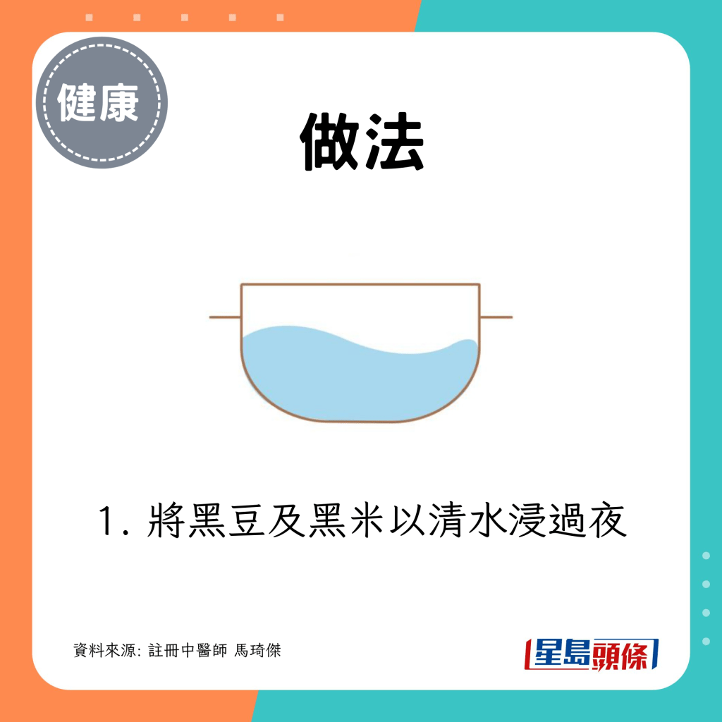 做法：黑豆黑米浸過夜