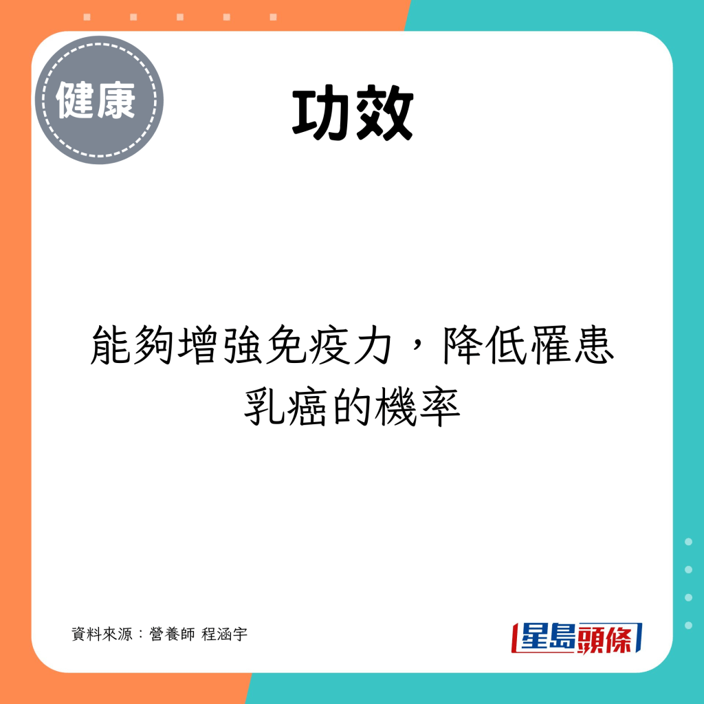 能夠增強免疫力，降低罹患乳癌的機率