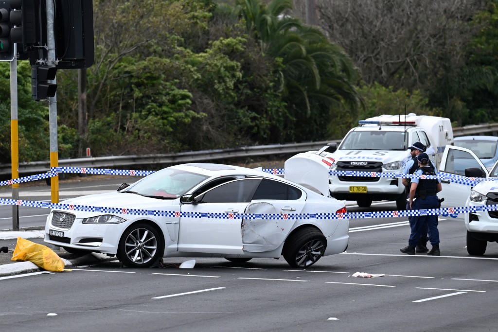 疑犯駕駛的白色車輛。（路透社）