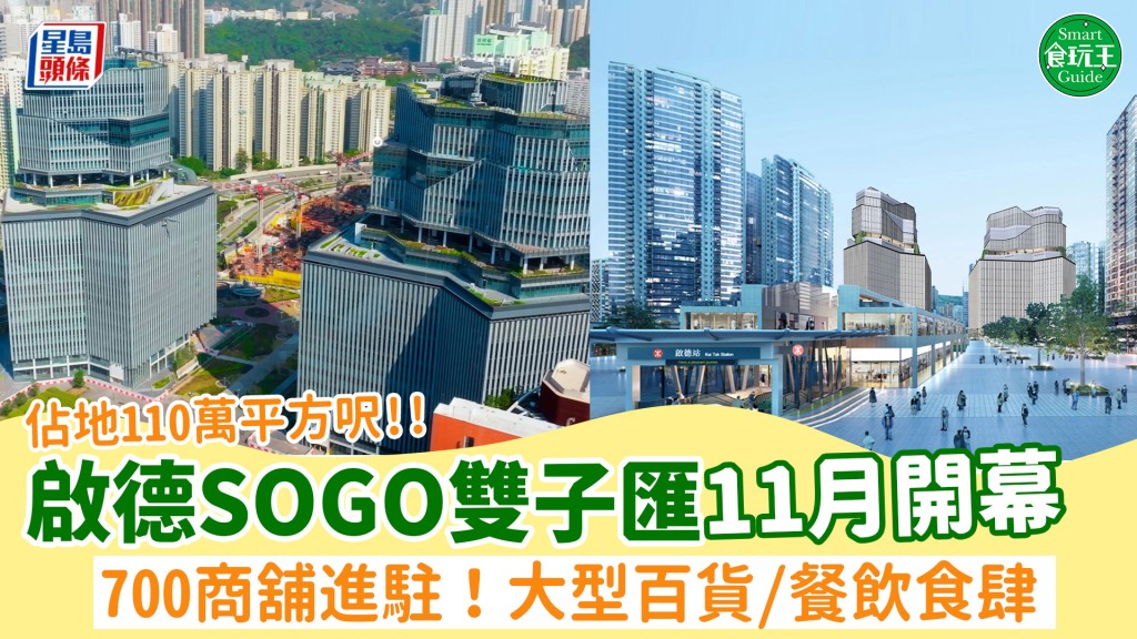 啟德SOGO｜啟德The Twins雙子匯11月開幕！佔地110萬平方呎/700商舖進駐 大型百貨/餐飲食肆/空中花園