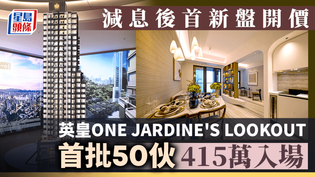 減息後首新盤開價 英皇ONE JARDINE'S LOOKOUT首批50伙 415萬入場