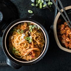 Angerichtete Creamy Kimchi Noodles