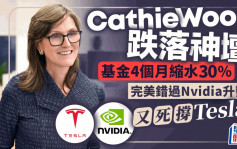 Cathie Wood跌落神壇 基金4個月縮水30% 完美錯過Nvidia升勢 又死撐Tesla