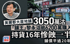 尖沙咀地铺3050万沽「铺王」持货16年劲蚀一半 铺价平过20年前