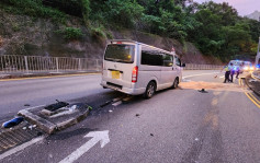 沙田水泉澳輕貨落斜直鏟安全島 7旬翁捱撞重創 路上遺血迹及男鞋