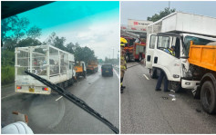 黃雨下粉嶺公路兩車撞1人傷