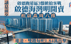 启德跑道区3盘掀抢客战 启德海湾明开卖 柏蔚森周六推 维港‧双钻每尺1.84万出击