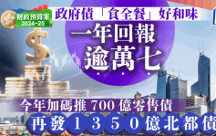 政府債「食全餐」好和味 散戶1年回報逾1.7萬 今年加碼推700億零售債 再發1350億北都債