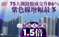 75大铁路盘成交升86%  紫色线增幅最多 一个站大增逾1.5倍