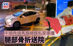 牛頭角過馬路婦捱私家車撞 腿部骨折送院