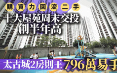 購買力回流二手 十大屋苑周末交投創半年高 太古城2房則王796萬售