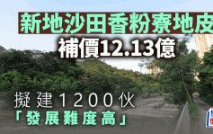 新地沙田香粉寮地皮補價12.13億 擬建1200伙「發展難度高」