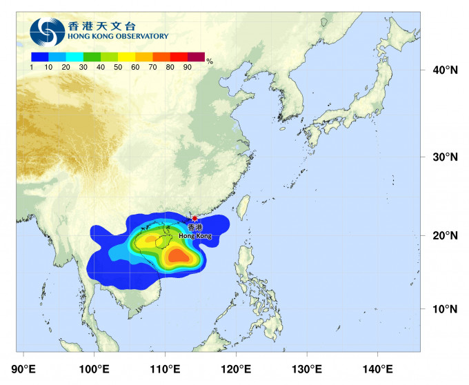 天文台熱帶氣旋路徑概率預報