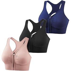 Front Zipper Shockproof Bras for Women, 1/2/3 Pack, Cross-Back Hollow Yoga Sports Bra, Outer Wear Gathered Elastic Vest