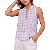 Bella Dahl Womens Plaid V-Neck Pullover Top